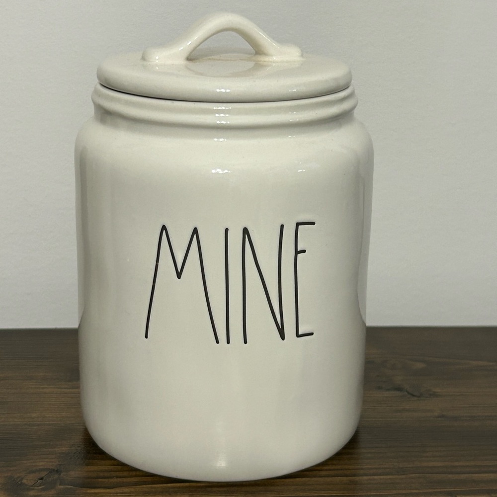 Rae Dunn White 'MINE' Canister